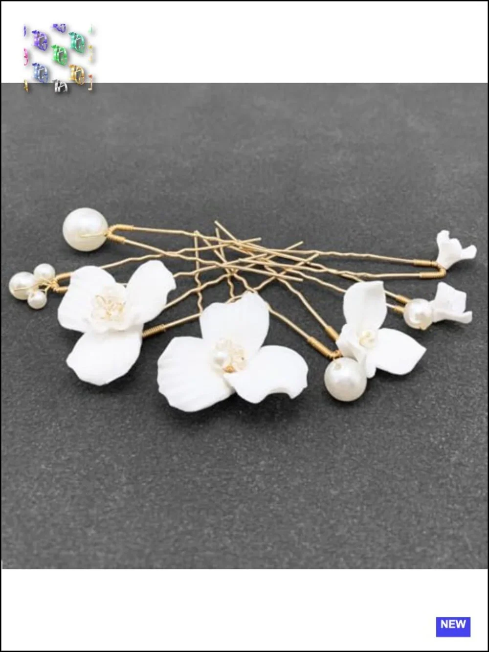 7 Pcs Elegant Handmade Ceramic Flower Pearl Hair Pins for Wedding